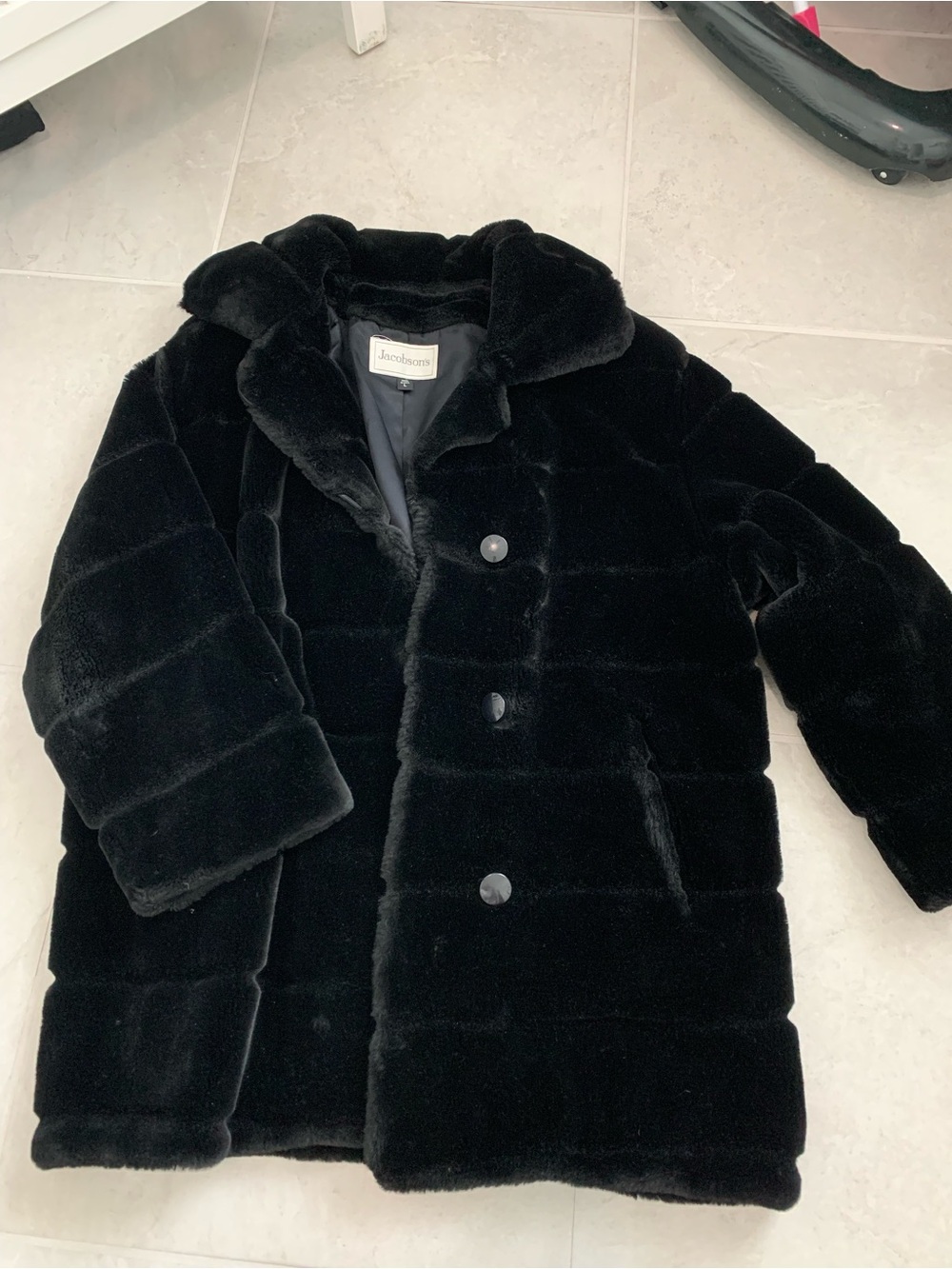Jacobson’s Black Plush Faux Fur Teddy Jacket